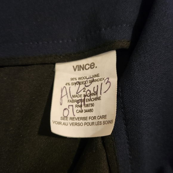 NWT Vince Wool Crepe Tuxedo Pants - Navy Blue with‎ Vibrant Blue Stripe - Size 2 - Picture 10 of 12